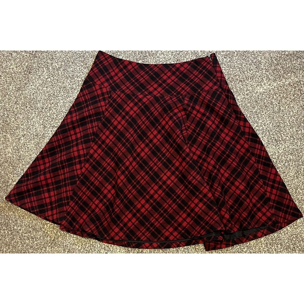 Lauren Ralph Lauren Skirt Womens 12 Red Plaid Wool A Line Knee Length‎ Winter